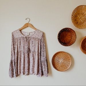 Knox Rose Lilac Paisley Bell Sleeve Top